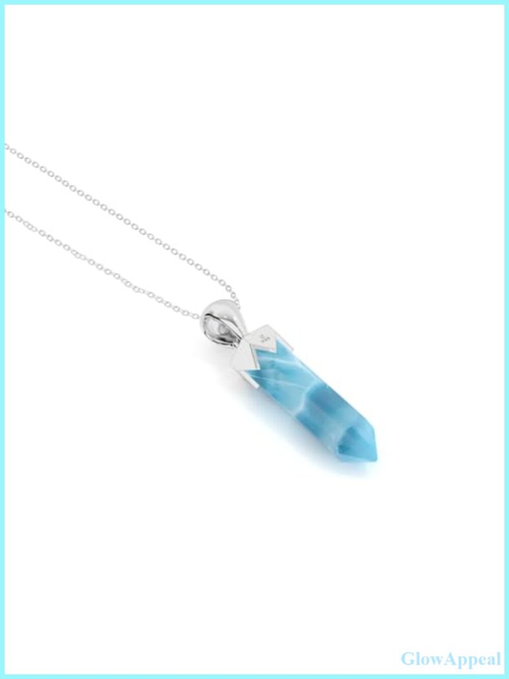 Larimar Pendant Necklace 925 Sterling Silver Bezel-Set Hexagonal Women